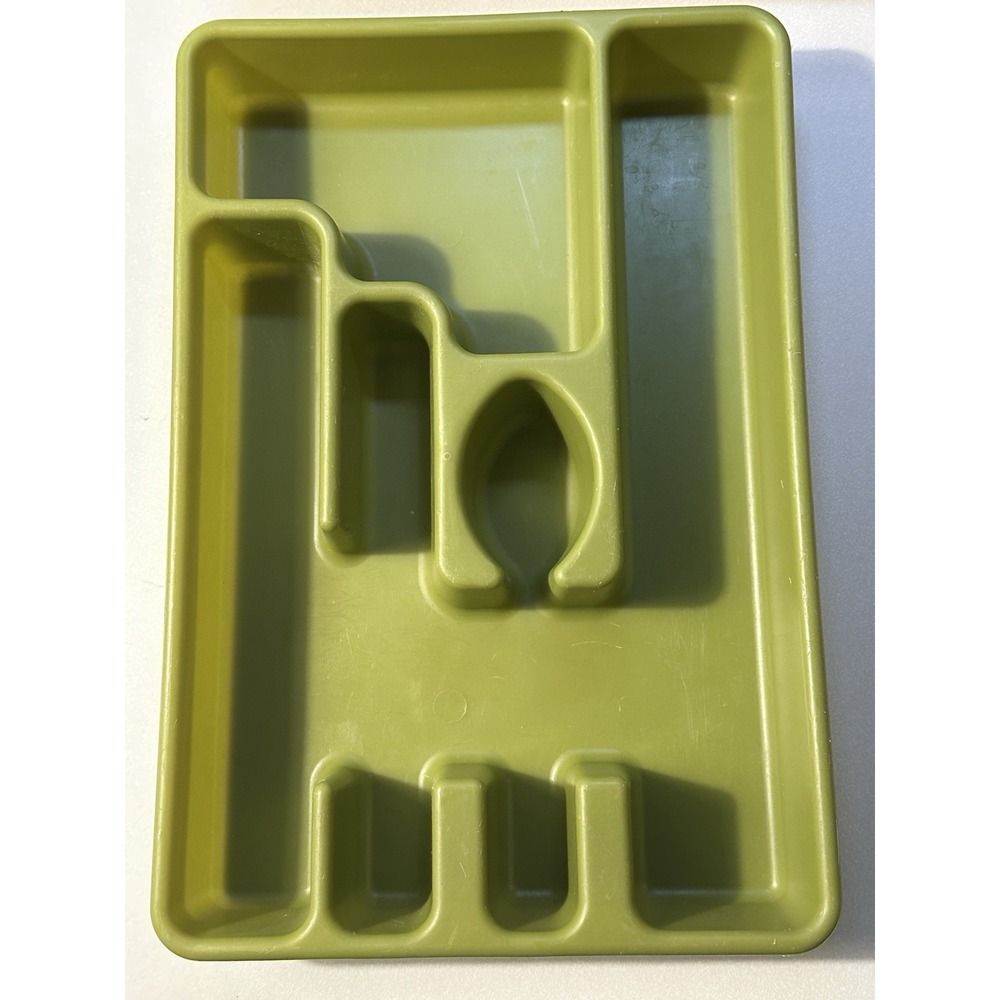 Vintage Rubbermaid Silverware Flatware Storage Tray Organizer Avocado Green 2921